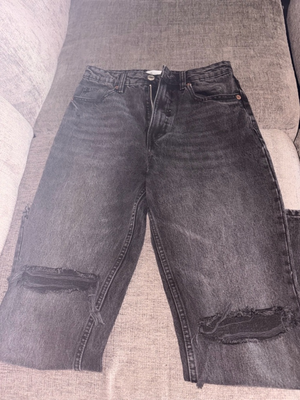 Zara Black Washed High-Rise Denim Shorts